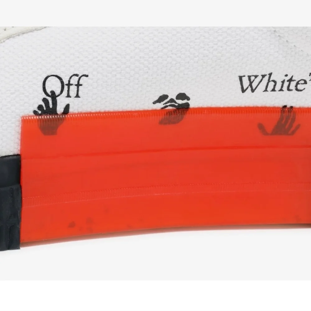 OFF WHITE, Low Vulcanized Sneaker, Men's, White/Magenta/Lime Green Canas & Suede - Picture 8 of 16